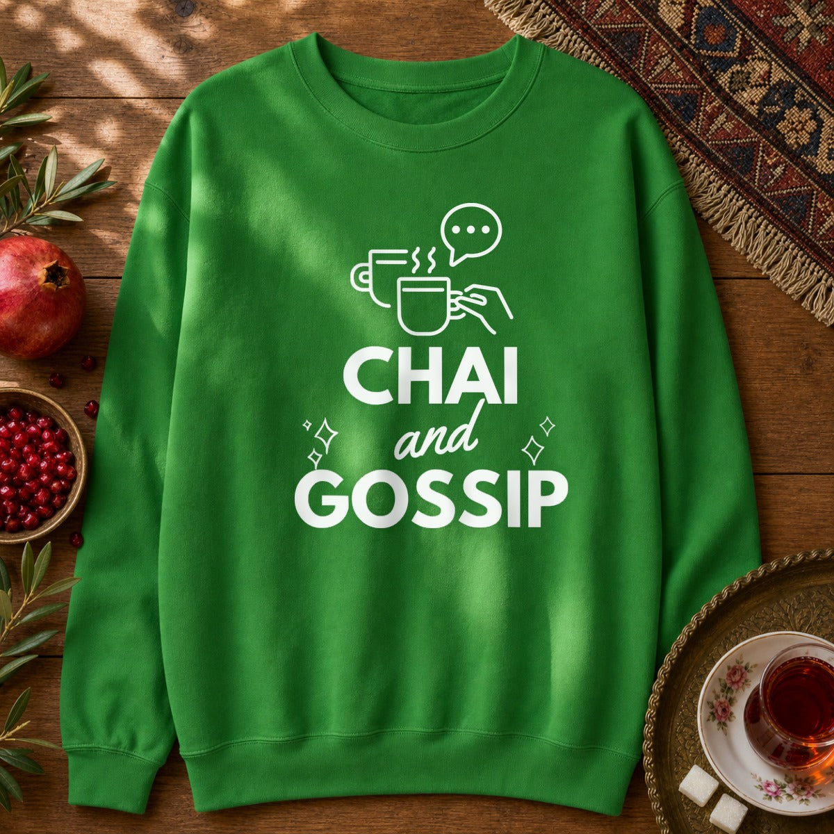 Chai and Gossip Sweatshirt - Irish Green