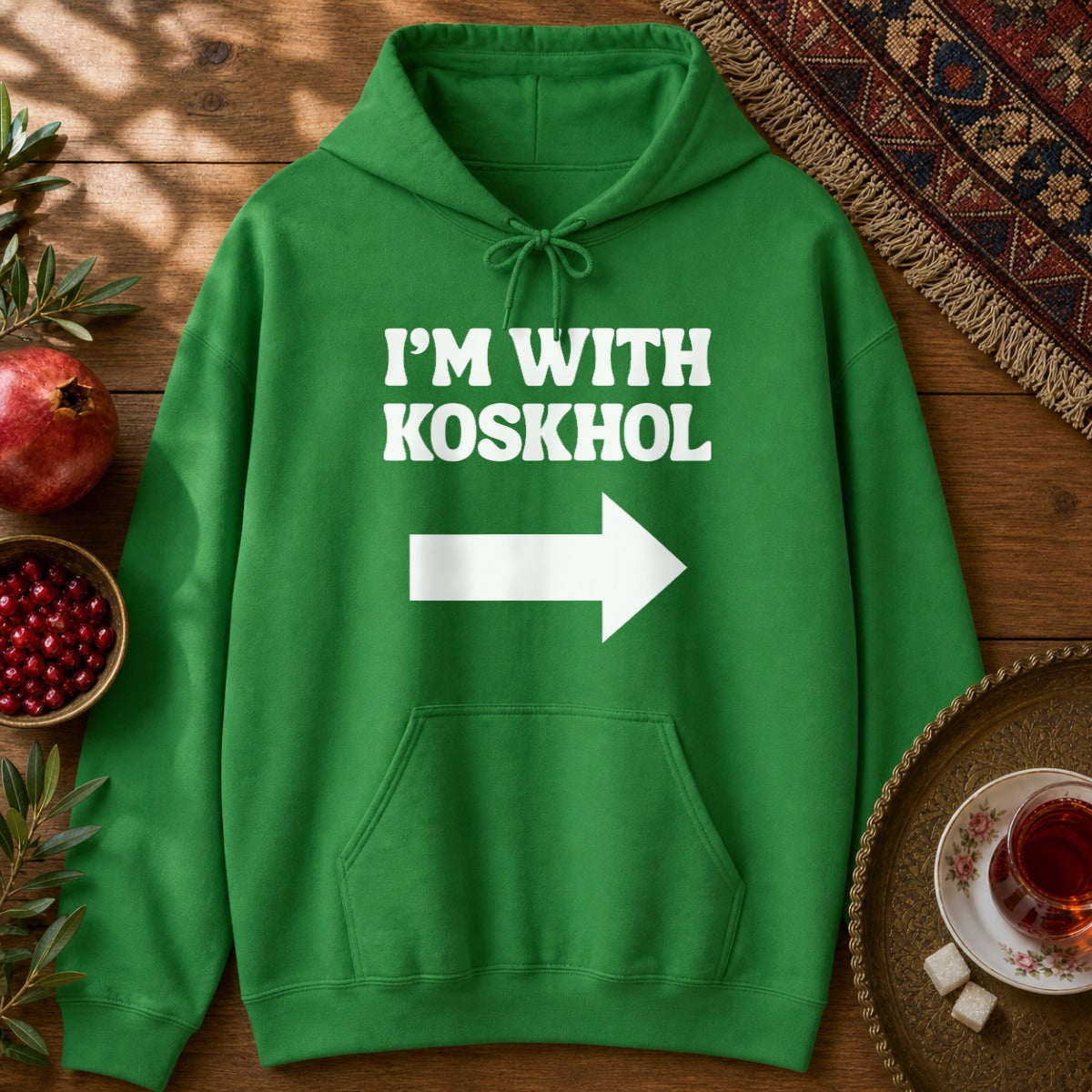 I'm with Koskhol - Left Hoodie - Irish Green