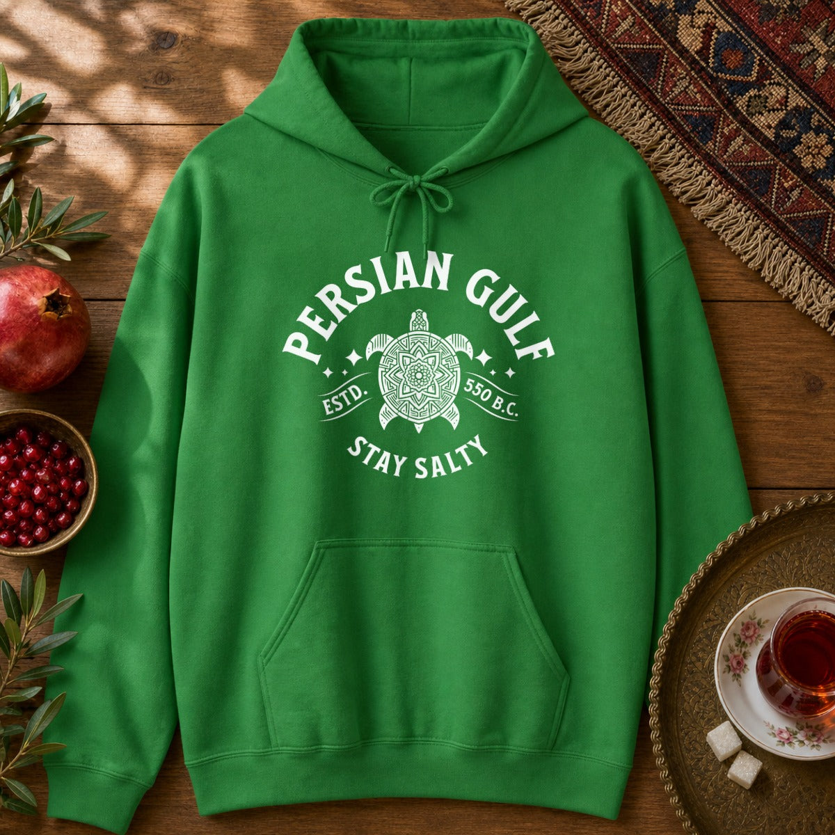 Persian Gulf Estd 550 BC Hoodie - Irish Green