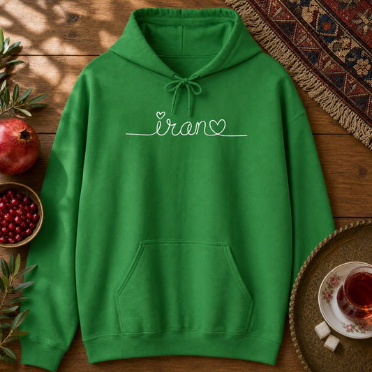 Iran Heart Line Art Hoodie - Irish Green