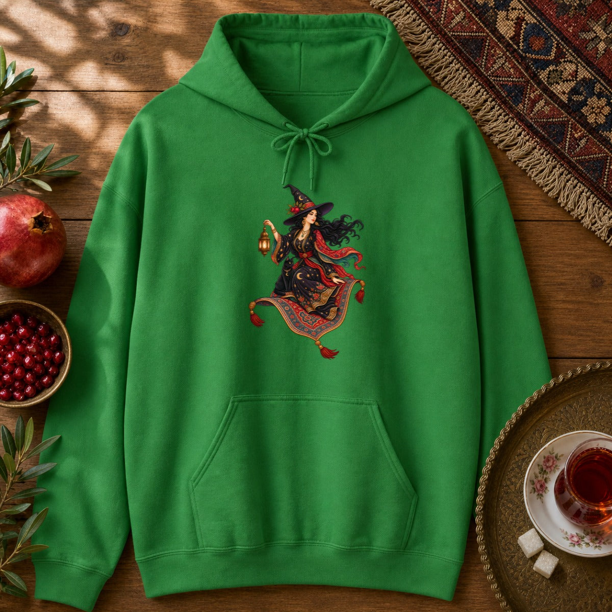 Witch and the Magic Carpet Hoodie - Irish Green