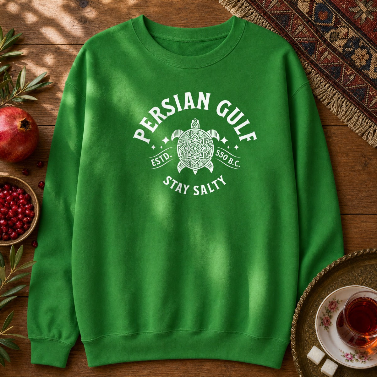 Persian Gulf Estd 550 BC Sweatshirt - Irish Green