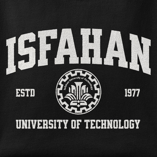 Close-up of the Isfahan University of Technology print showing ink detail on the fabric