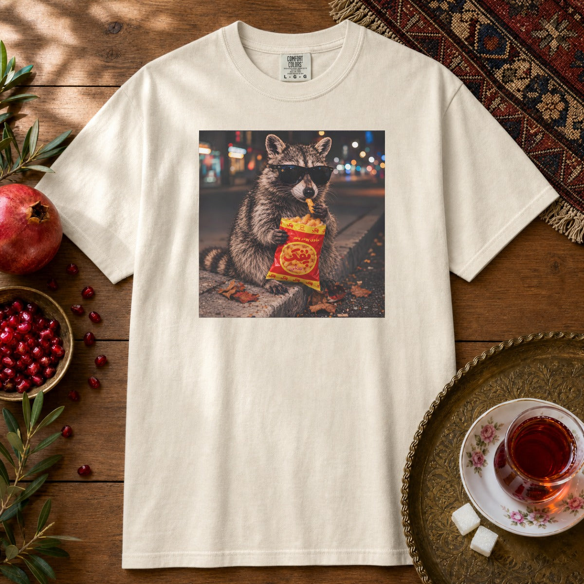 Pofak Raccoon Premium Tee - Ivory