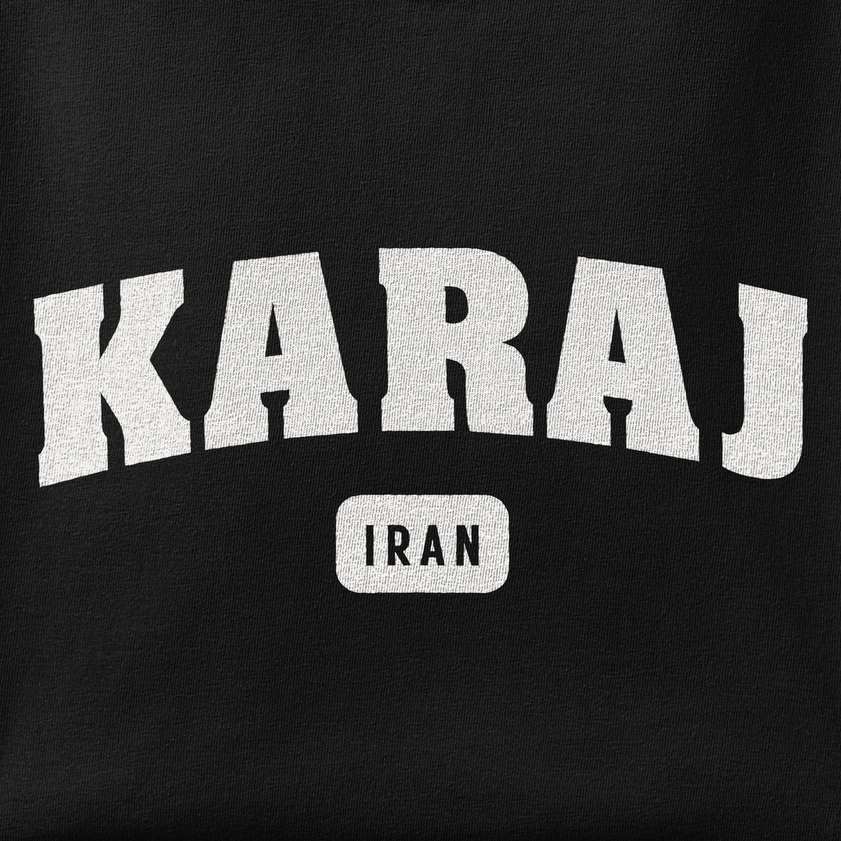 Close-up of the Karaj print showing ink detail on the fabric