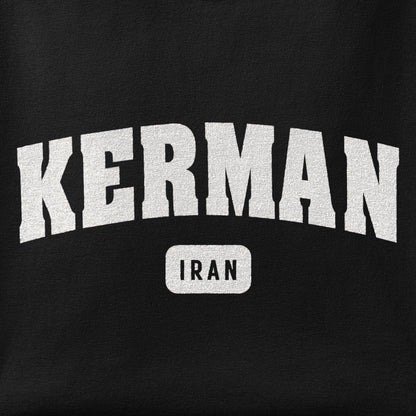 Close-up of the Kerman print showing ink detail on the fabric