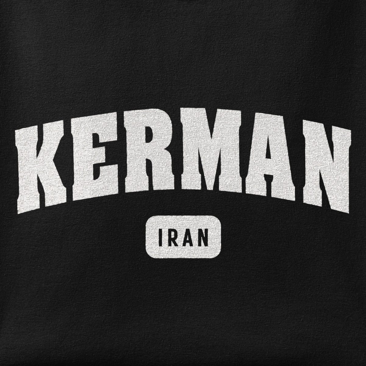 Close-up of the Kerman print showing ink detail on the fabric
