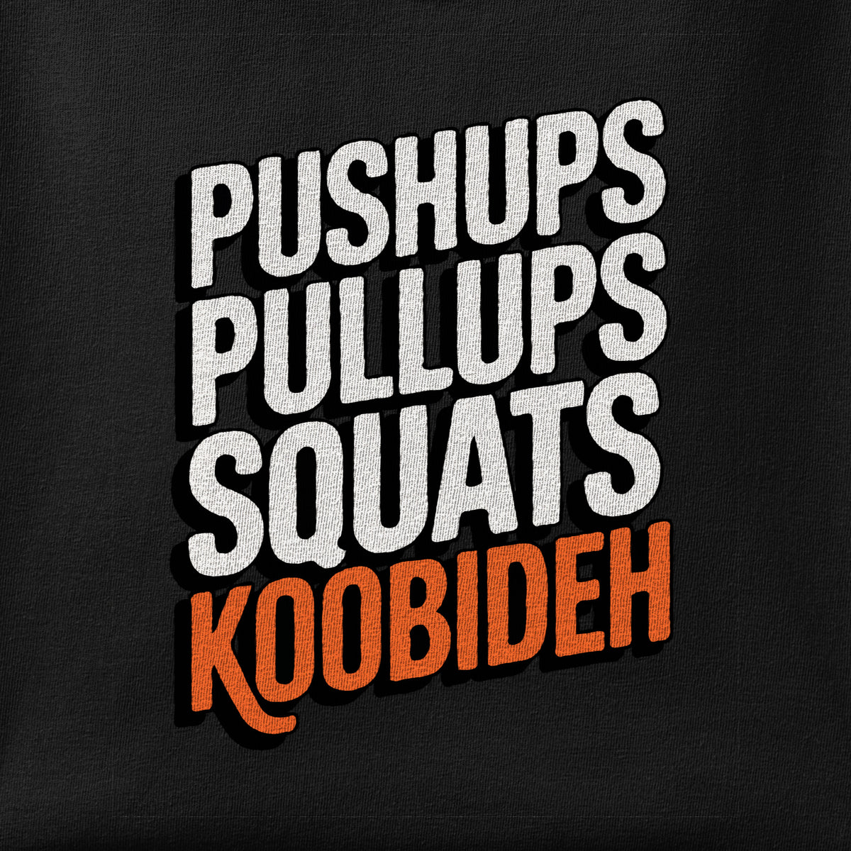 Close-up of the Koobideh print showing ink detail on the fabric