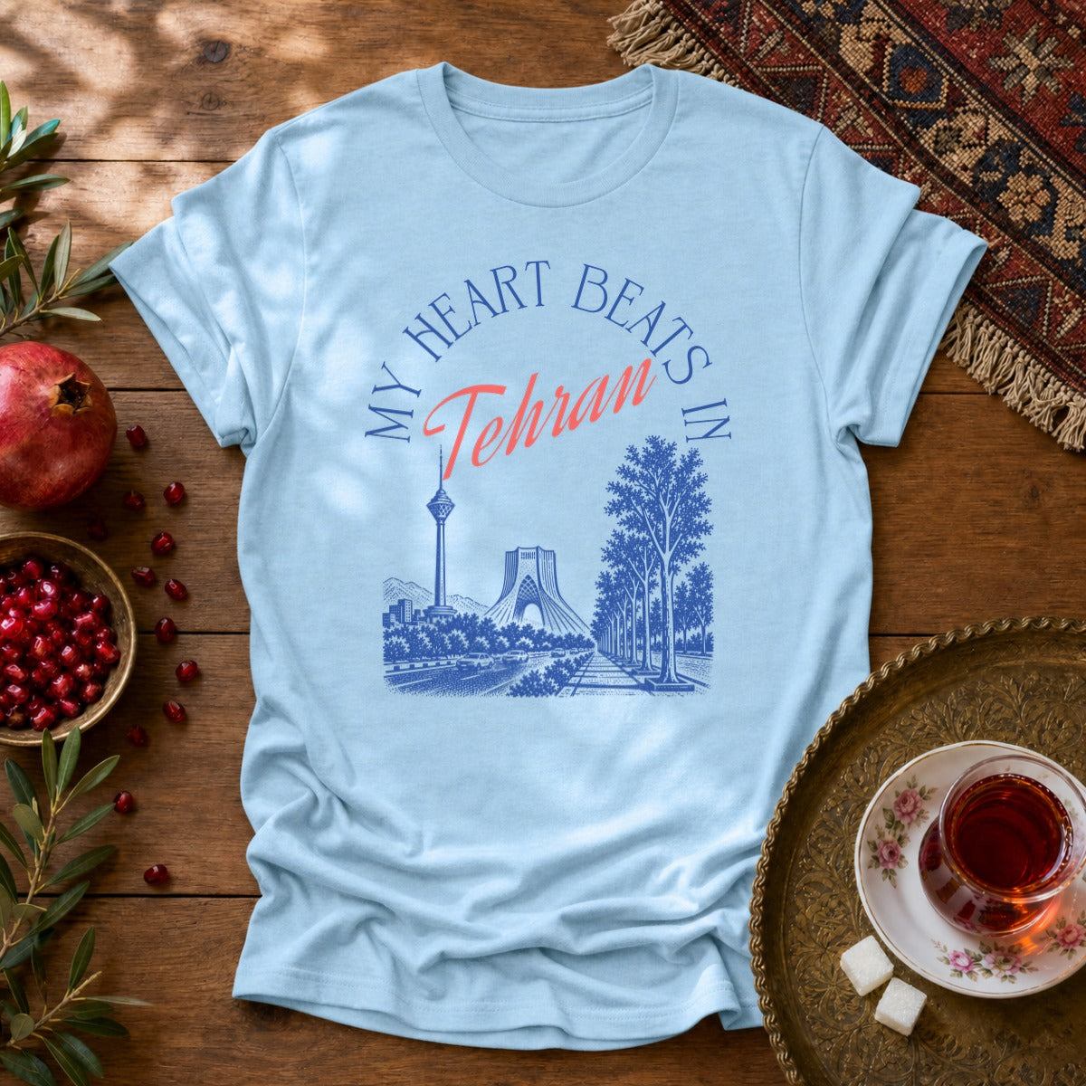 My Heart Beats in Tehran Unisex T-Shirt - Light Blue