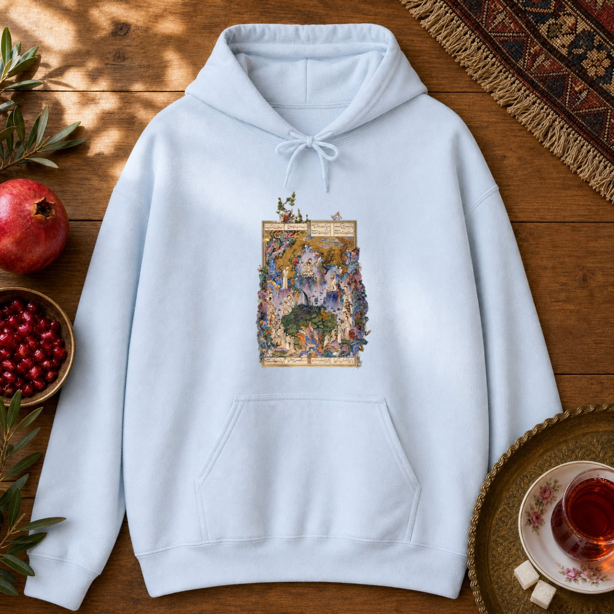 Court of Keyumars - Shahnameh Hoodie - Light Blue