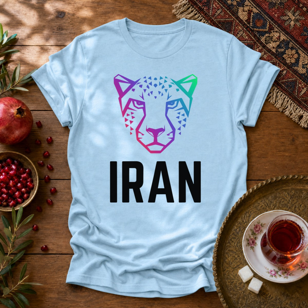 Persian Cheetah Unisex T-Shirt - Light Blue