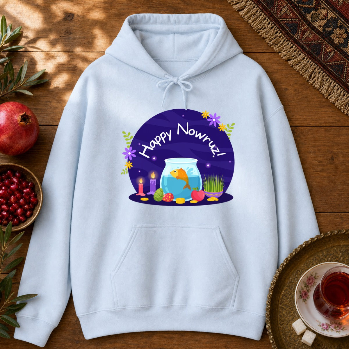 Haft-Seen Nowruz Hoodie - Light Blue