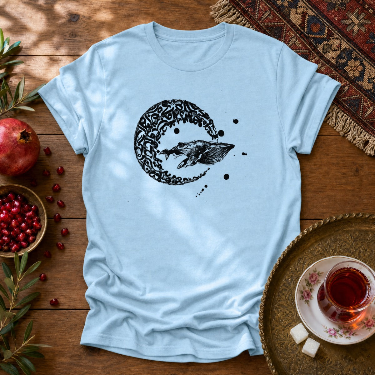Whale Journey Unisex T-Shirt - Light Blue