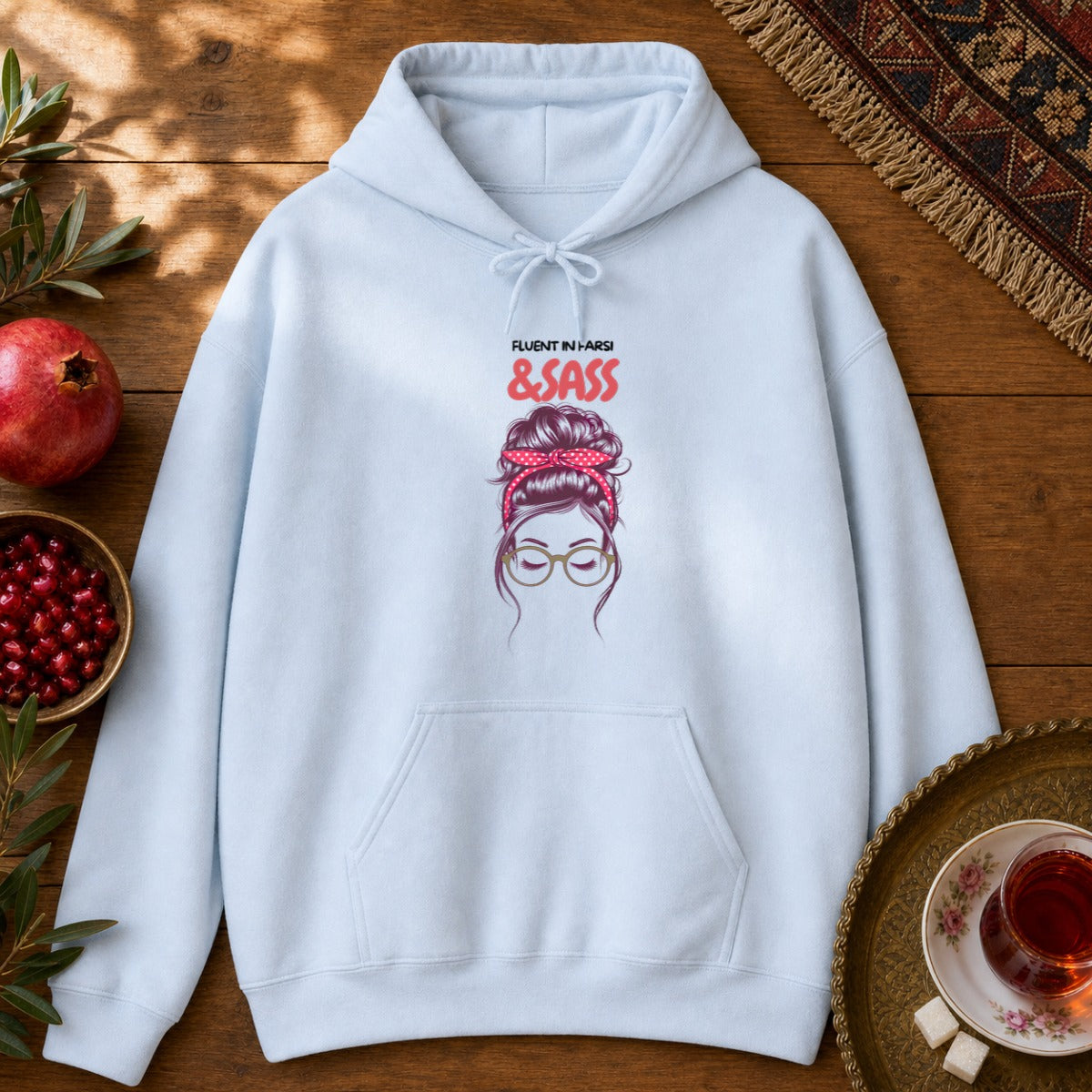 Fluent in Farsi & Sass Hoodie - Light Blue