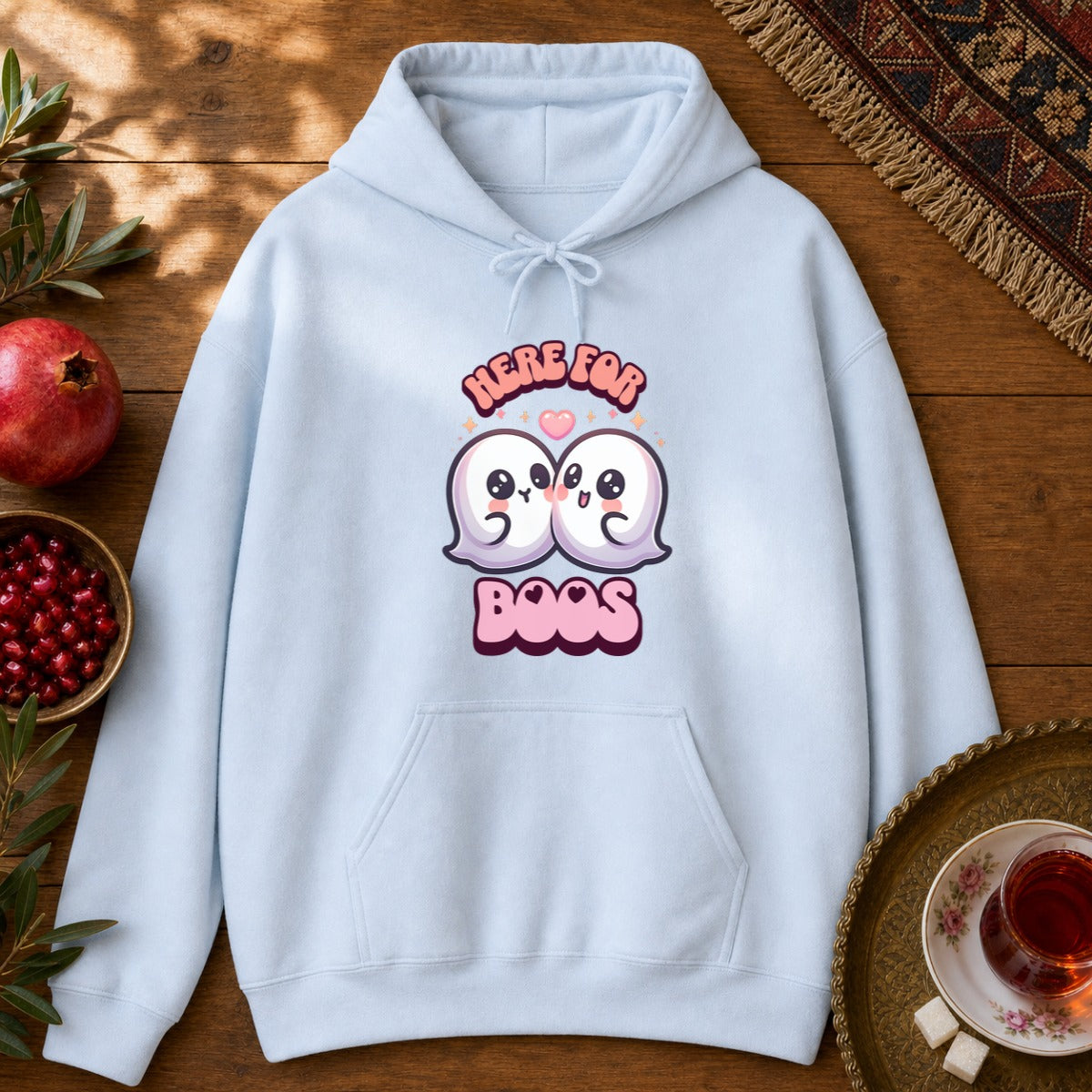 Here for Boos Hoodie - Light Blue