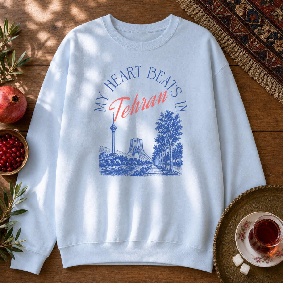 My Heart Beats in Tehran Sweatshirt - Light Blue