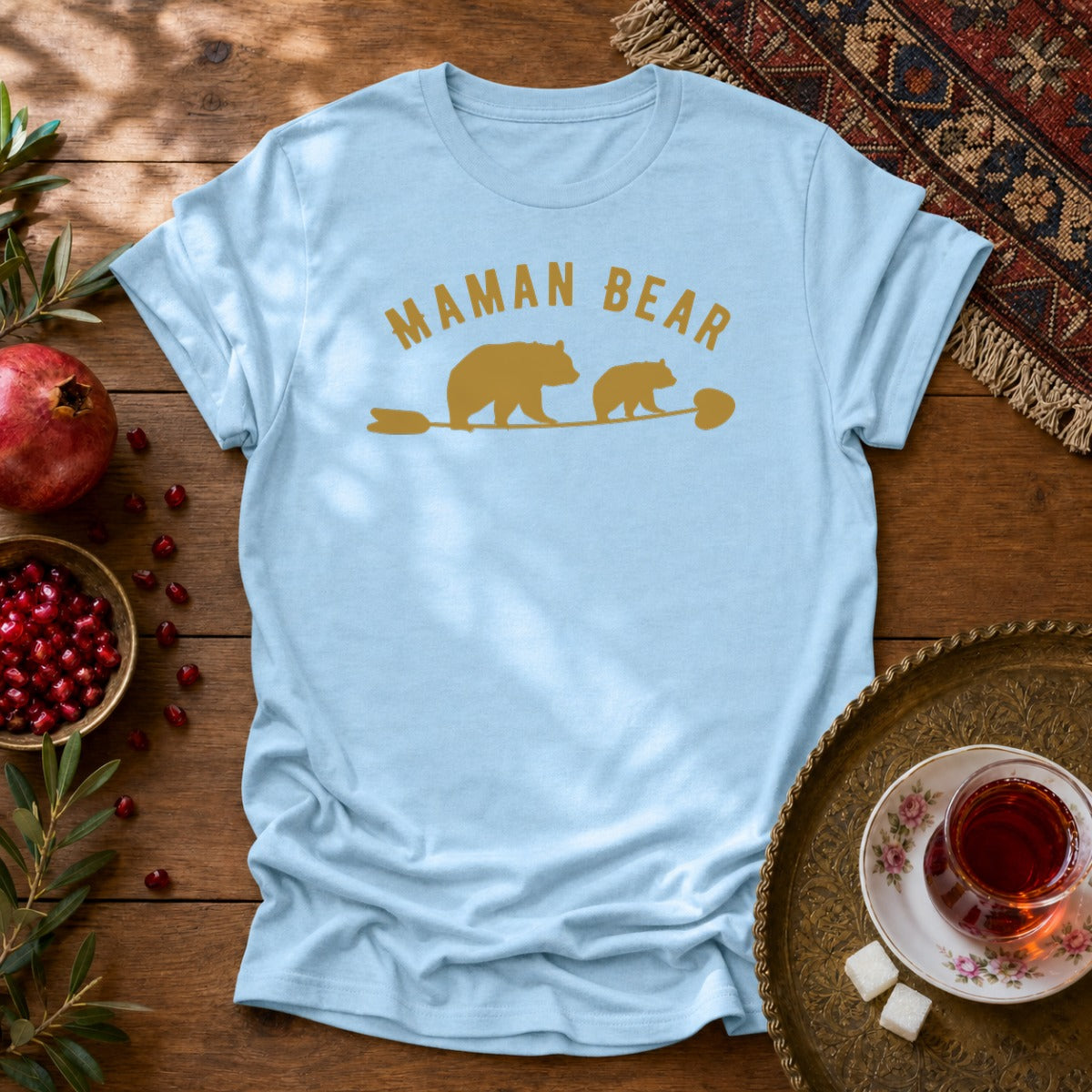 Maman Bear Unisex T-Shirt - Light Blue