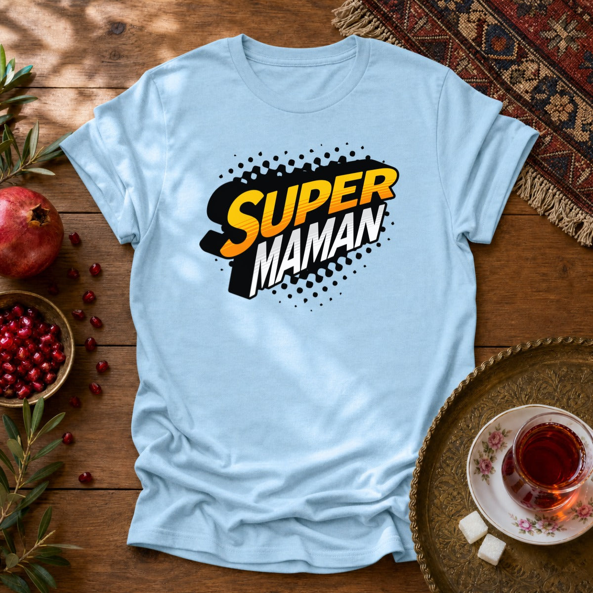 Super Maman Unisex T-Shirt - Light Blue