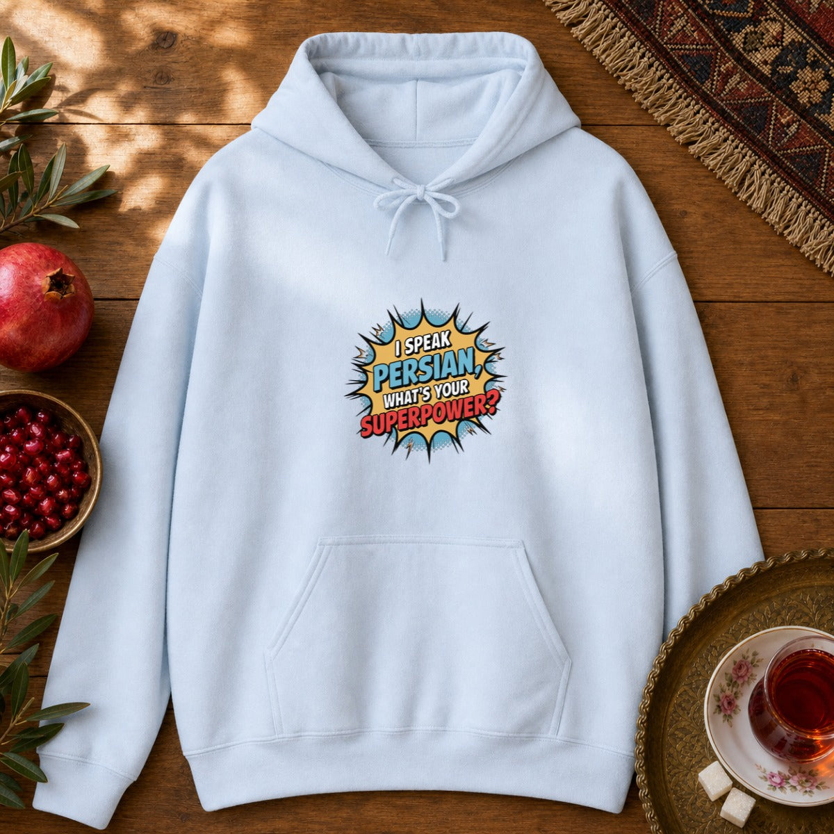 Persian Superpower Hoodie - Light Blue
