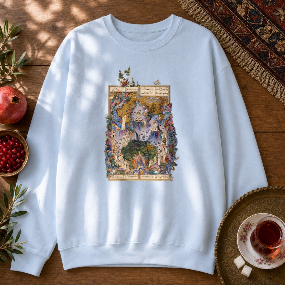 Court of Keyumars - Shahnameh Sweatshirt - Light Blue