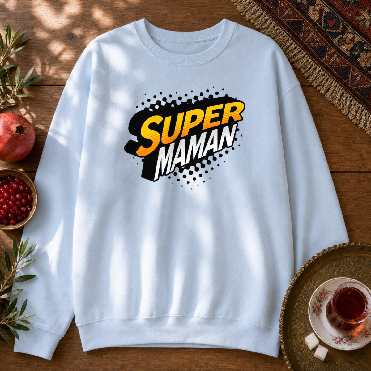 Super Maman Sweatshirt - Light Blue