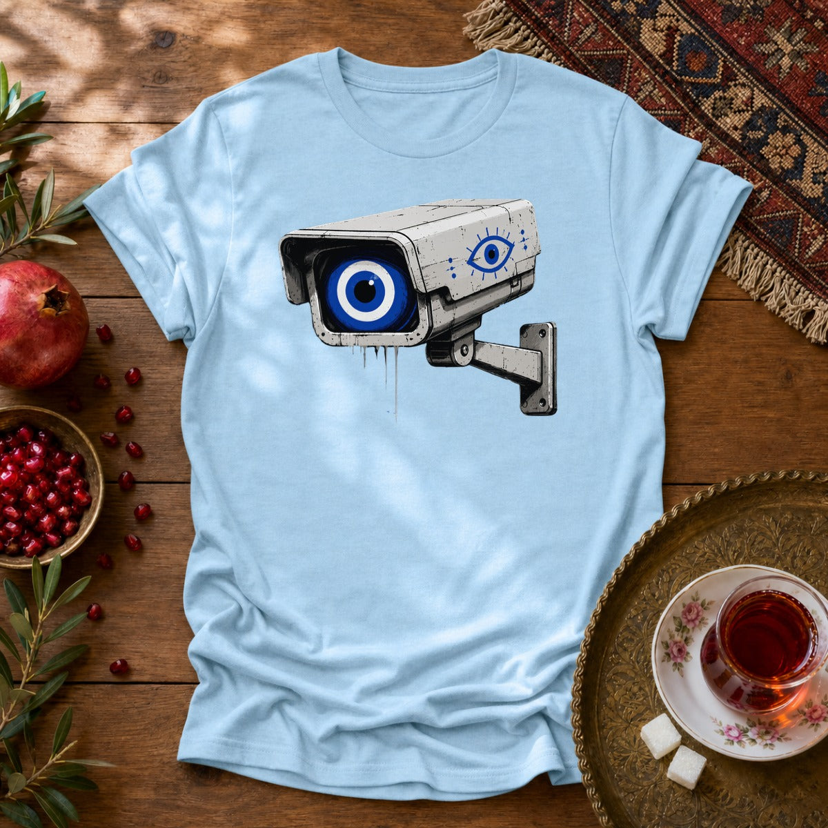Evil Eye Watching Unisex T-Shirt - Light Blue