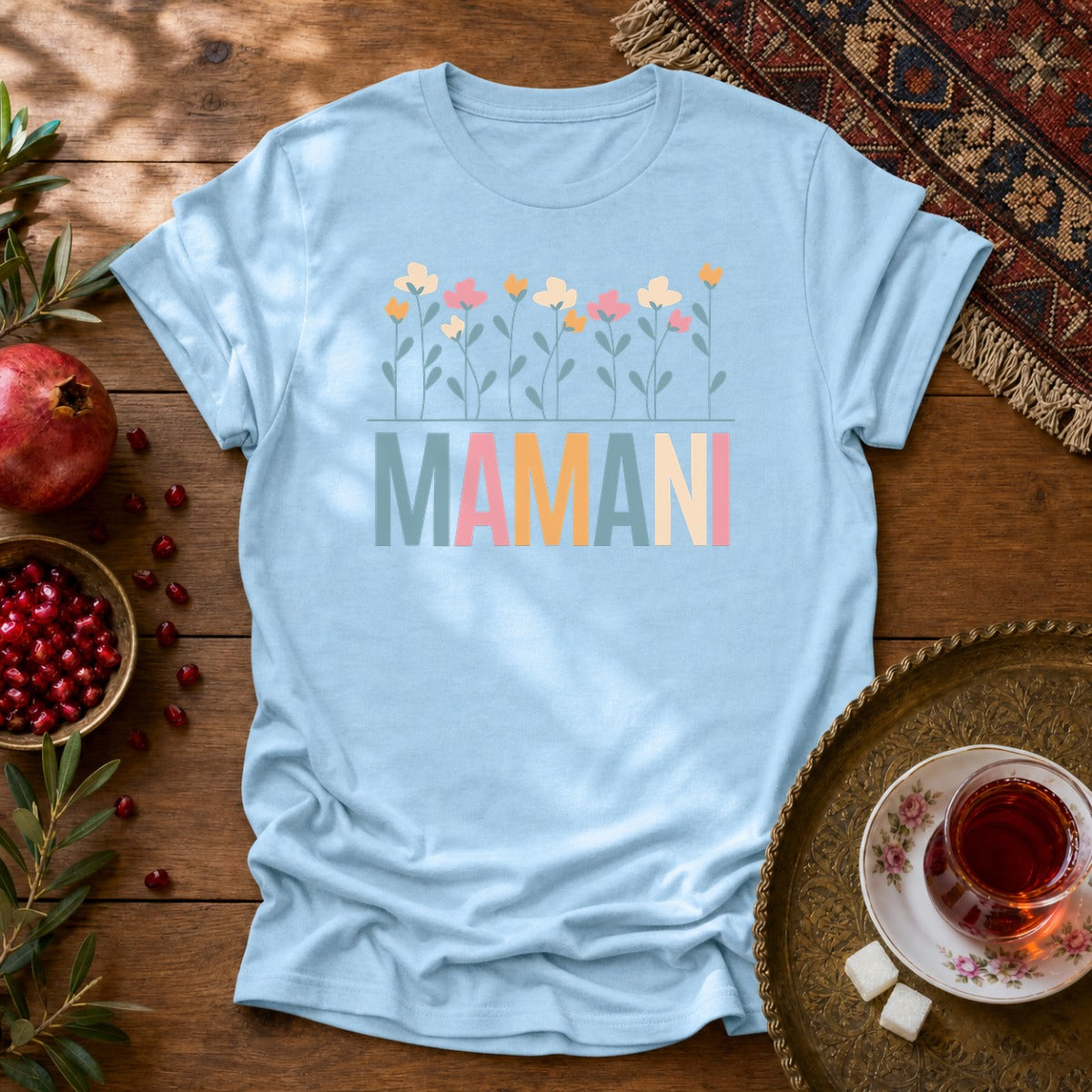 Mamani Floral Unisex T-Shirt - Light Blue