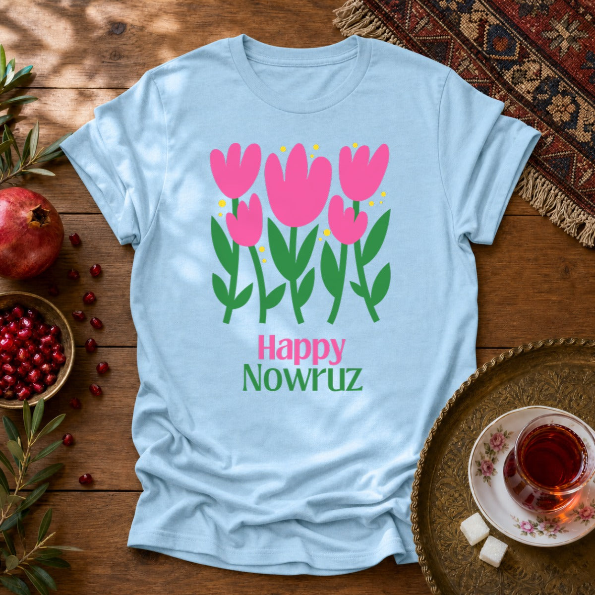 Nowruz Tulips Unisex T-Shirt - Light Blue