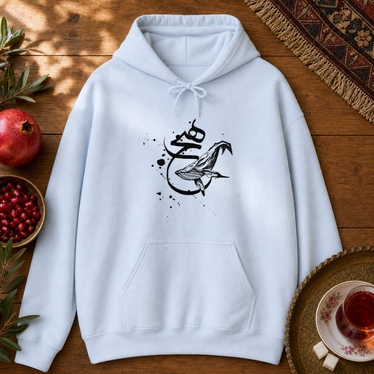 Heech Whale Hoodie - Light Blue