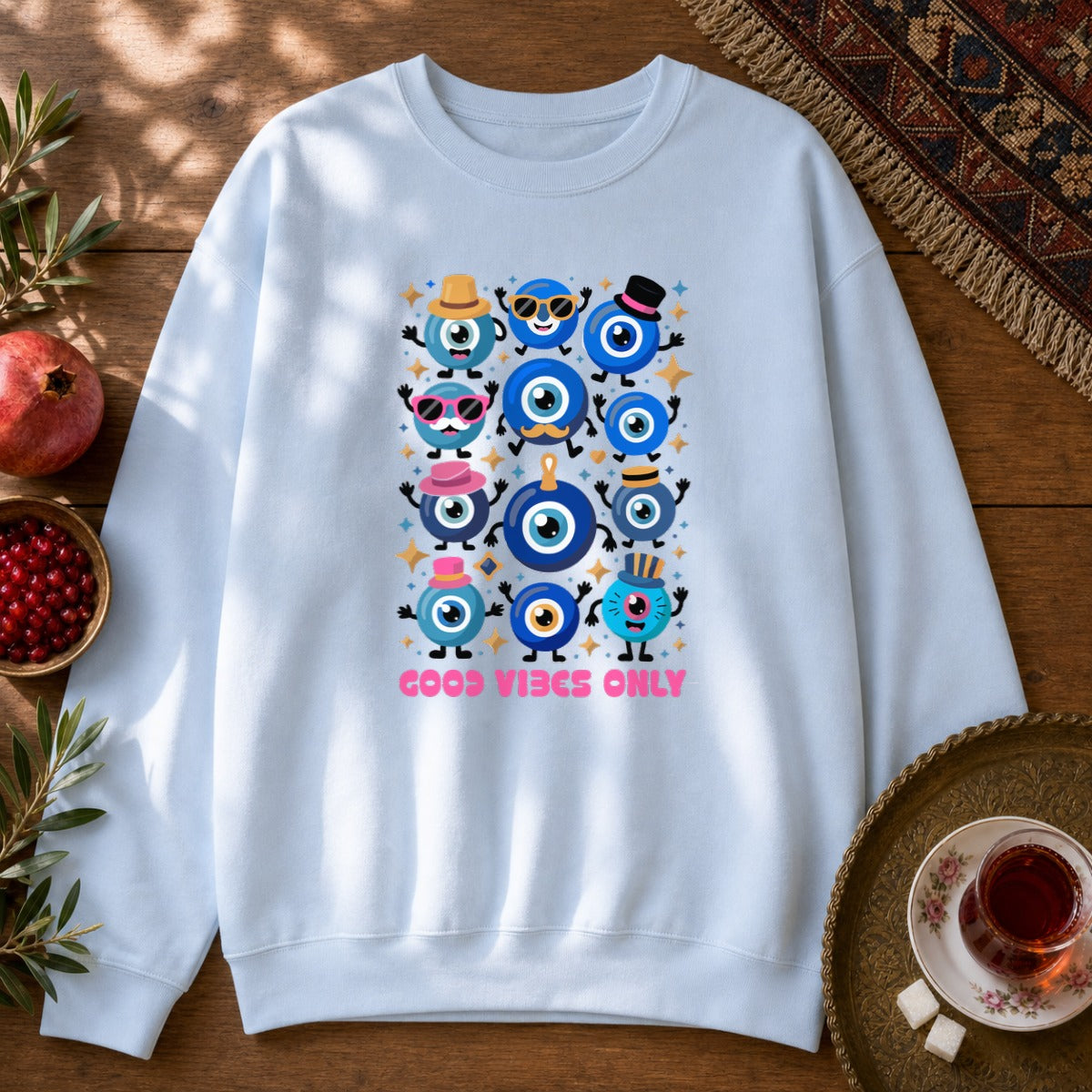 Good Vibes Only Sweatshirt - Light Blue