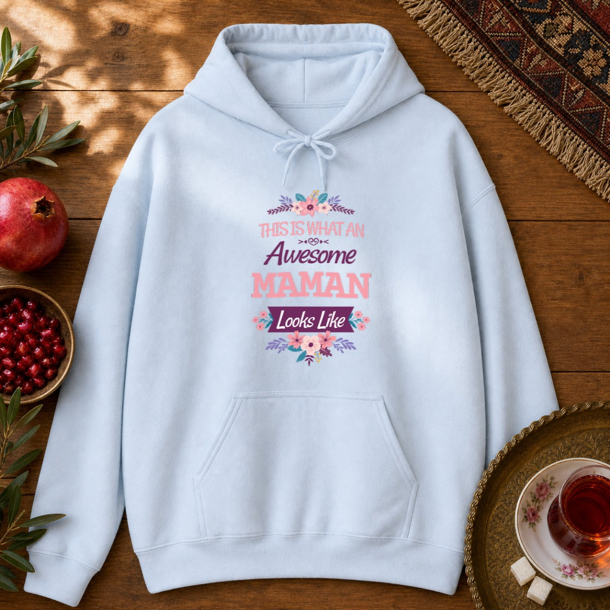 Awesome Maman Hoodie - Light Blue