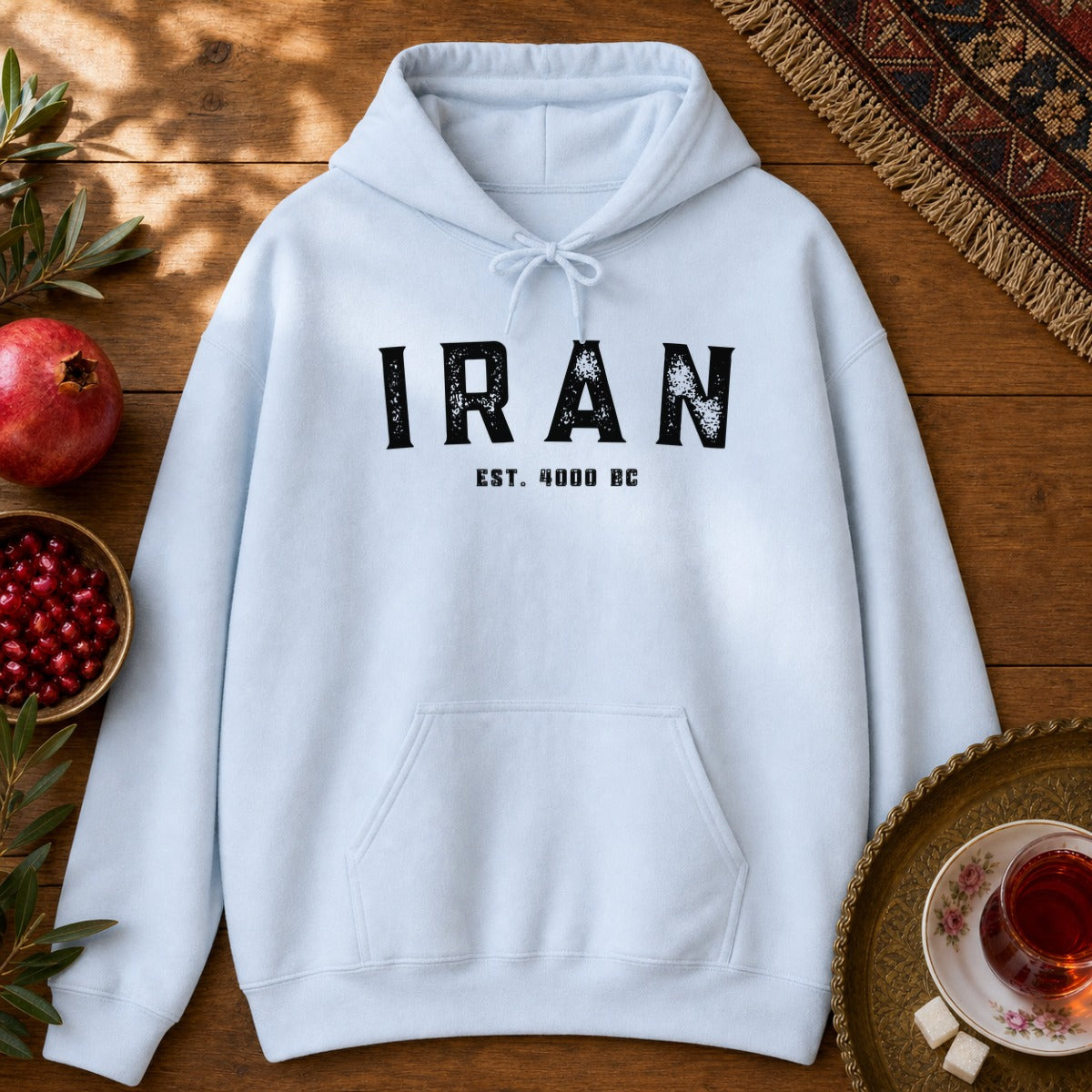 Iran Established 4000 BC Hoodie - Light Blue