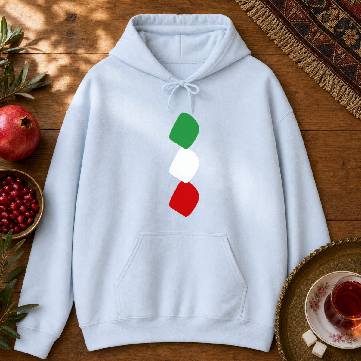 3 Noqte Iran Flag Hoodie - Light Blue
