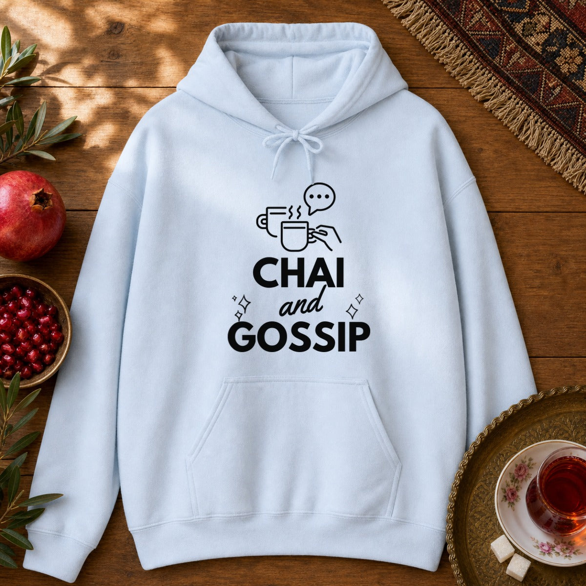 Chai and Gossip Hoodie - Light Blue