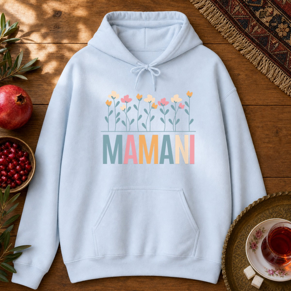 Mamani Floral Hoodie - Light Blue