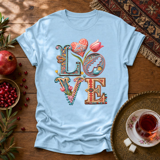 Persian Love Blossoms Unisex T-shirt - Light Blue