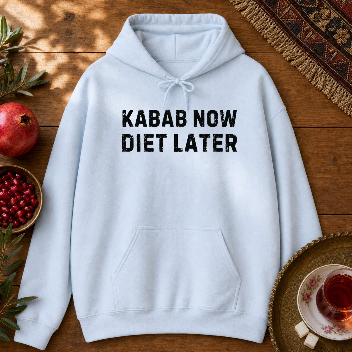 Kabab Now, Diet Later Hoodie - Light Blue