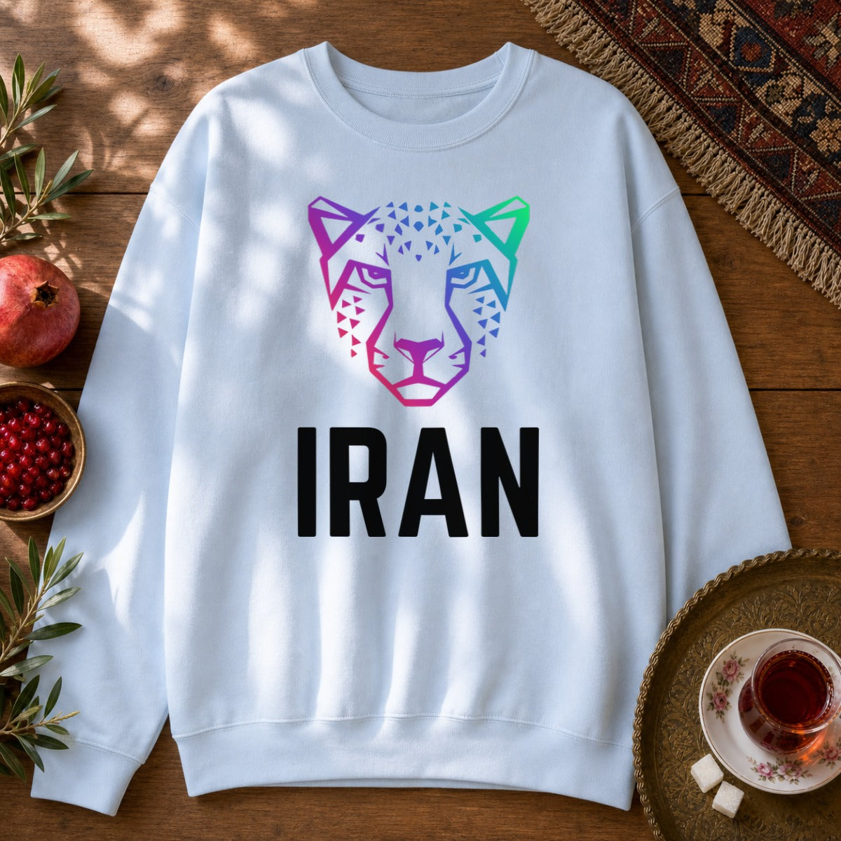 Persian Cheetah Sweatshirt - Light Blue