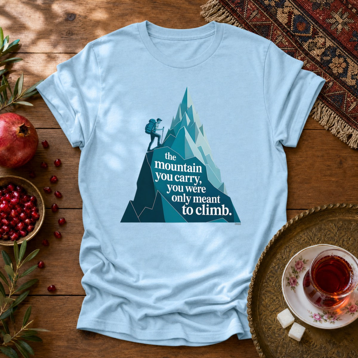 Rumi Mountain Unisex T-Shirt - Light Blue