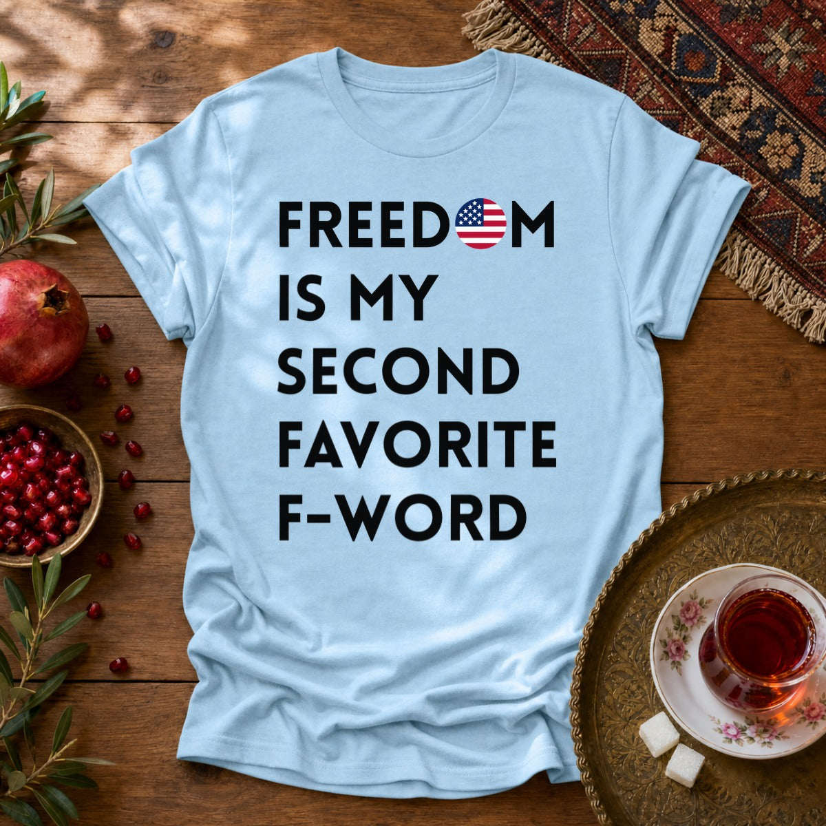 Freedom is my Second Favorite F-word - US Unisex T-Shirt - Light Blue