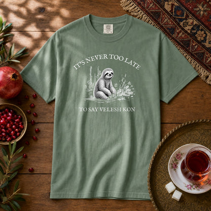 Velesh Kon Sloth Premium Tee - Light Green