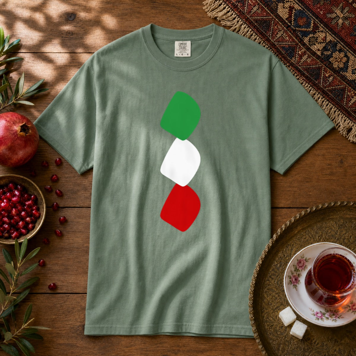 3 Noqte Iran Flag Premium Tee - Light Green