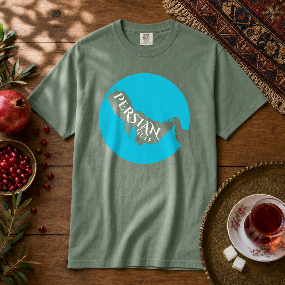 Persian Gulf Map Premium Tee - Light Green