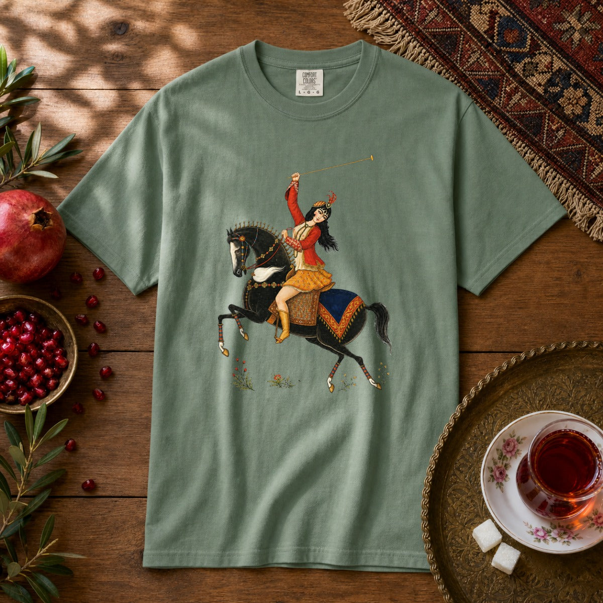 Qajari Polo Premium Tee - Light Green
