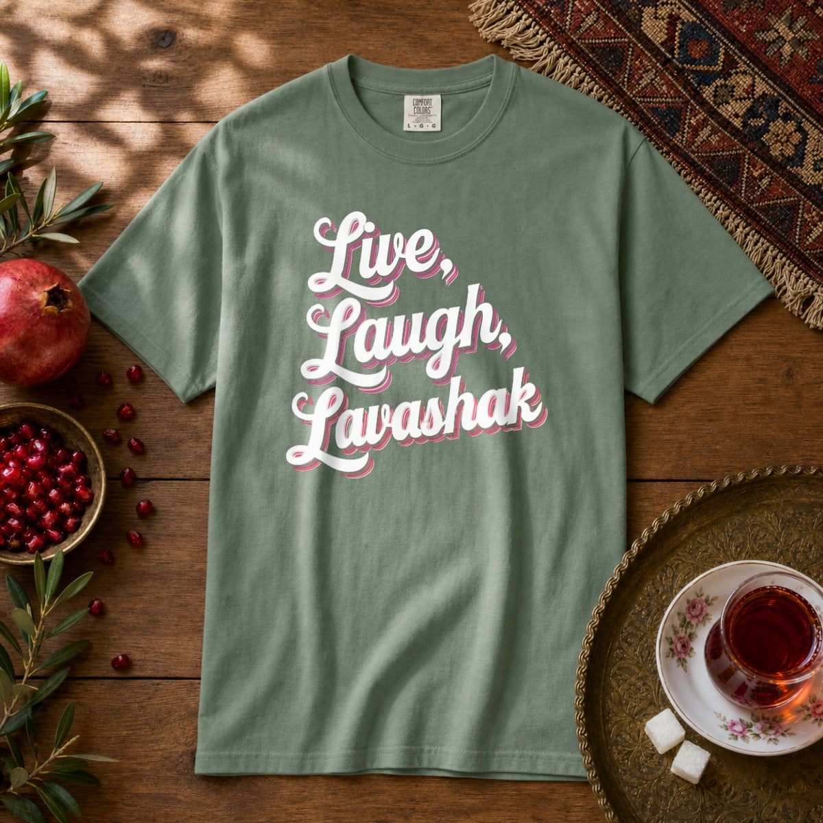 Live, Laugh, Lavashak Premium Tee - Light Green