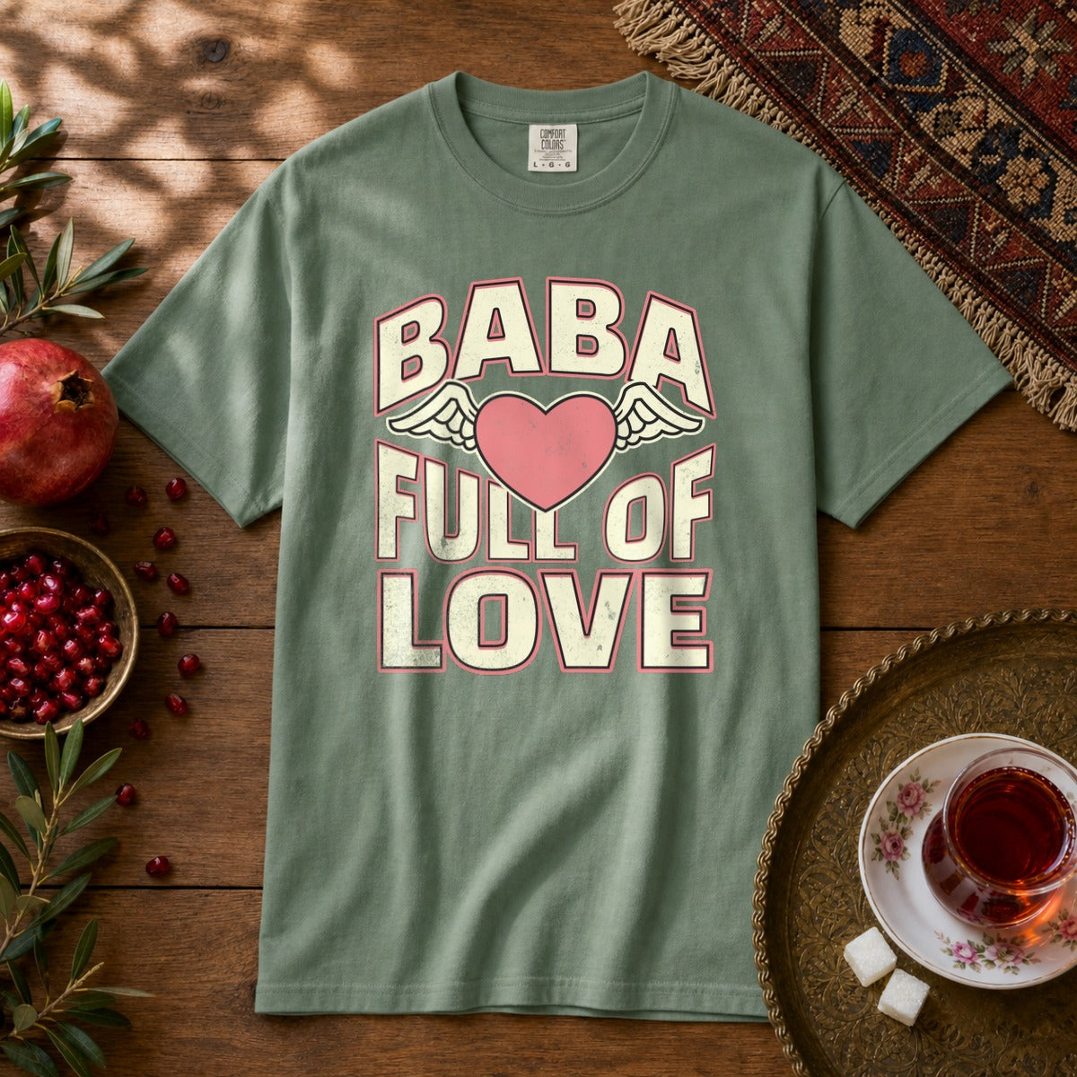 Baba Full of Love Premium Tee - Light Green