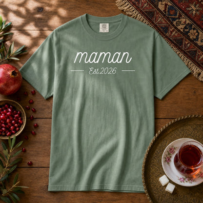 Maman, Est 2026 Premium Tee - Light Green