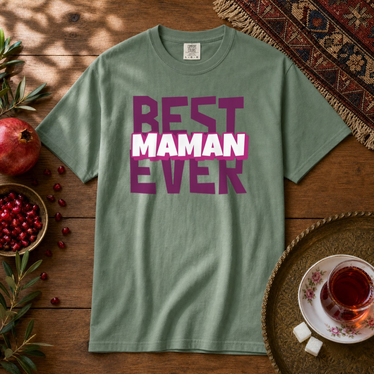 Best Maman Ever Premium Tee - Light Green