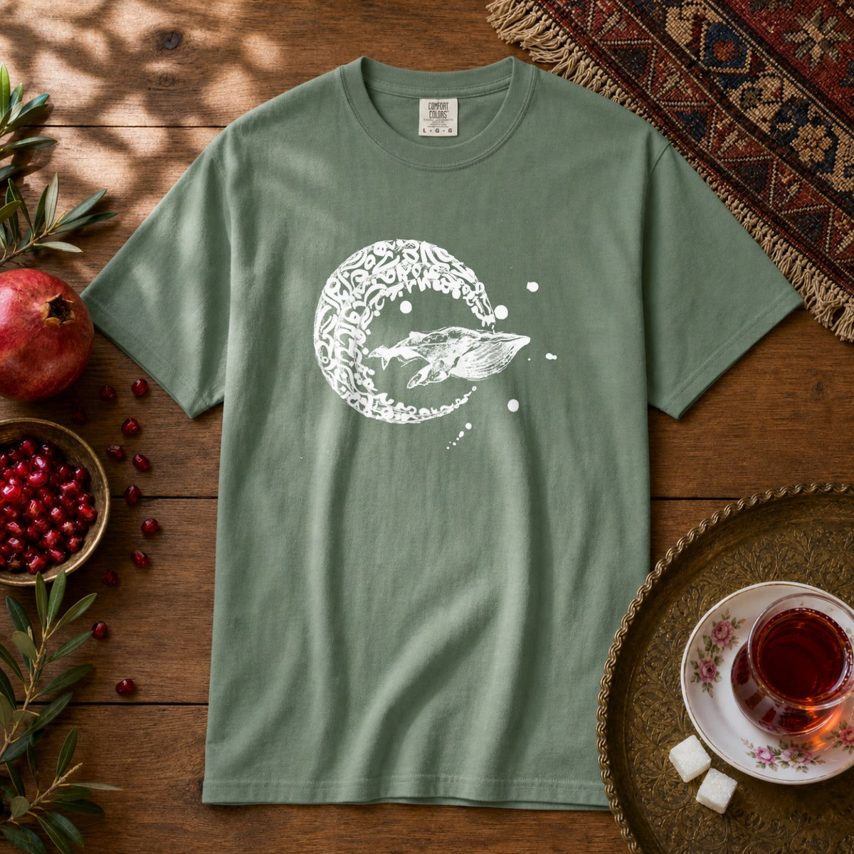 Whale Journey Premium Tee - Light Green