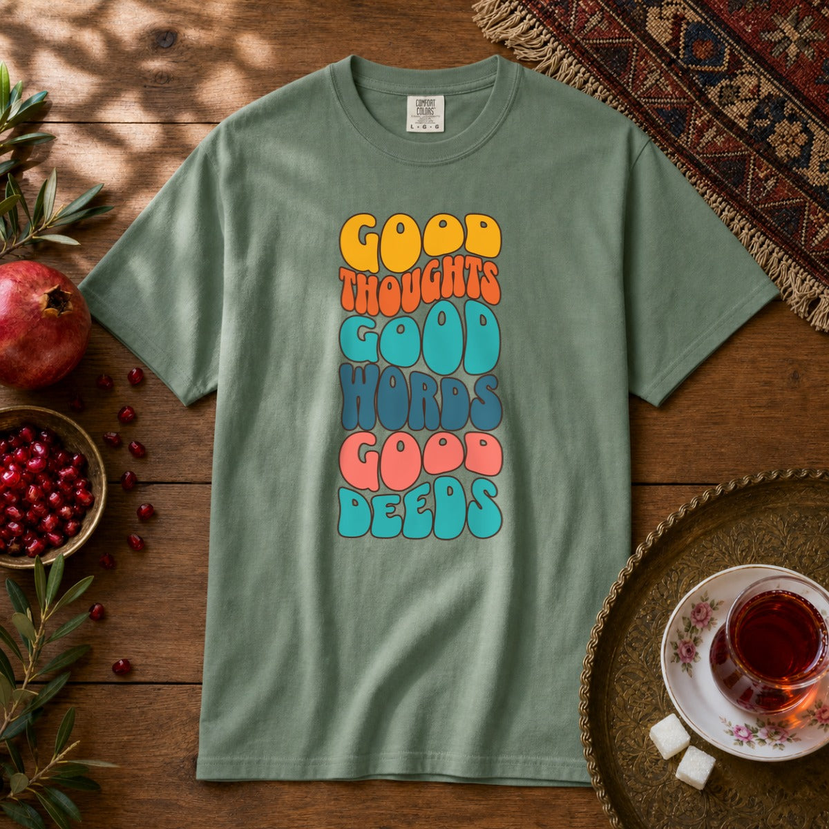 Good thoughts, good words, good deeds - hippie Premium Tee - Light Green